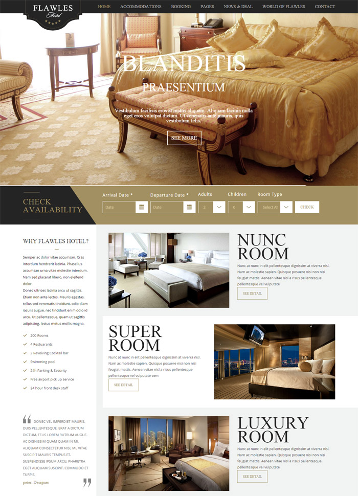 FlawlesHotel - Online Hotel Booking Drupal Theme