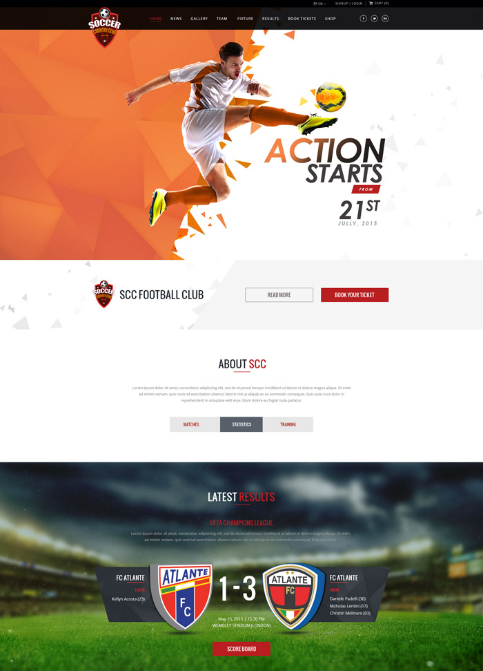Soccer Club | Multipurpose PSD Template