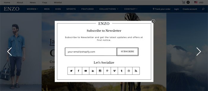 Enzo Newsletter and Social Sharing