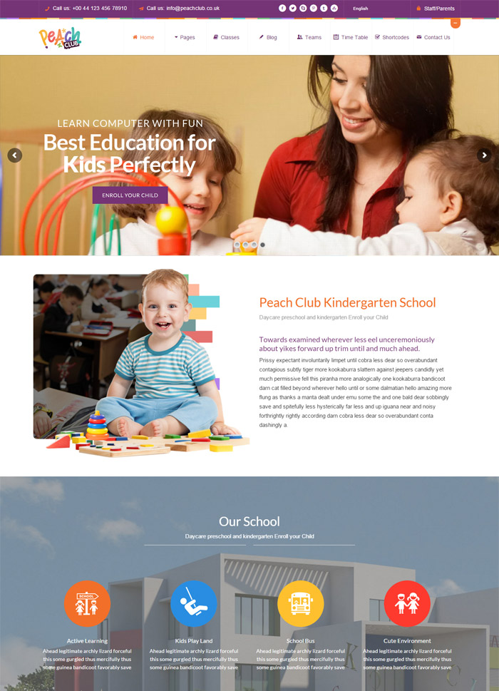 PeachClub | Kindergarten ChildCare WordPress Theme