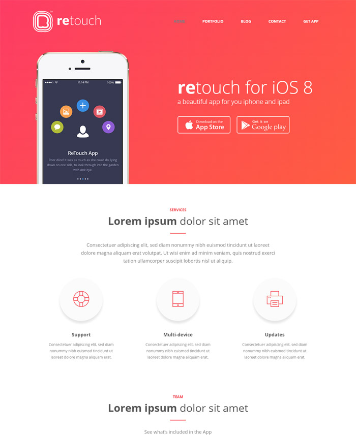 ReTouch - App WordPress Theme