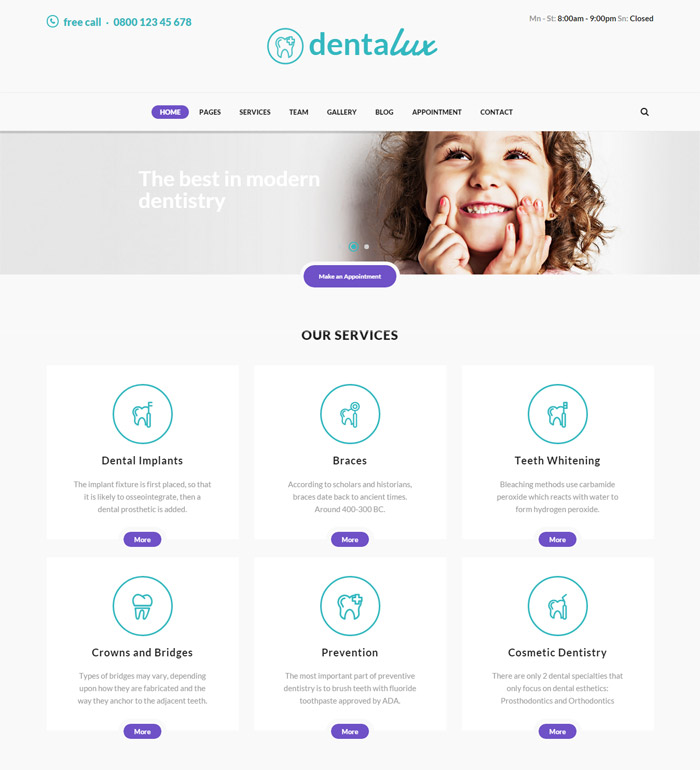 Dentalux - Dentist, Medical & Healthcare Theme