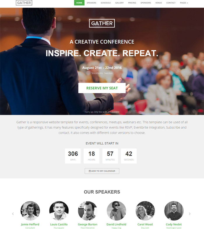 Gather - Event & Conference WP Landing Page Theme