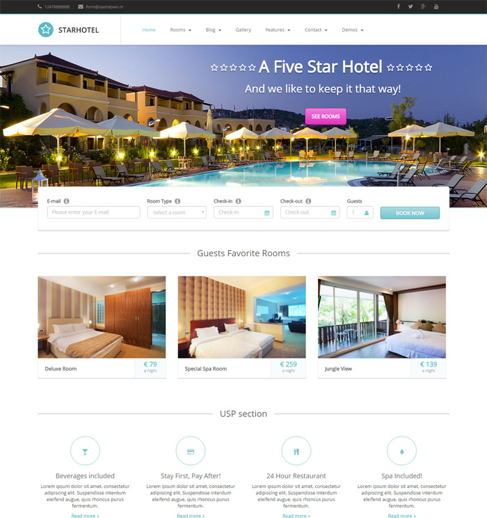 10 + Elegant Premium Wordpress Hotel Themes