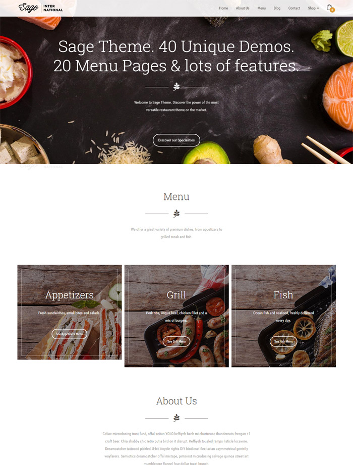 Sage -WordPress Premium Restaurant Theme 