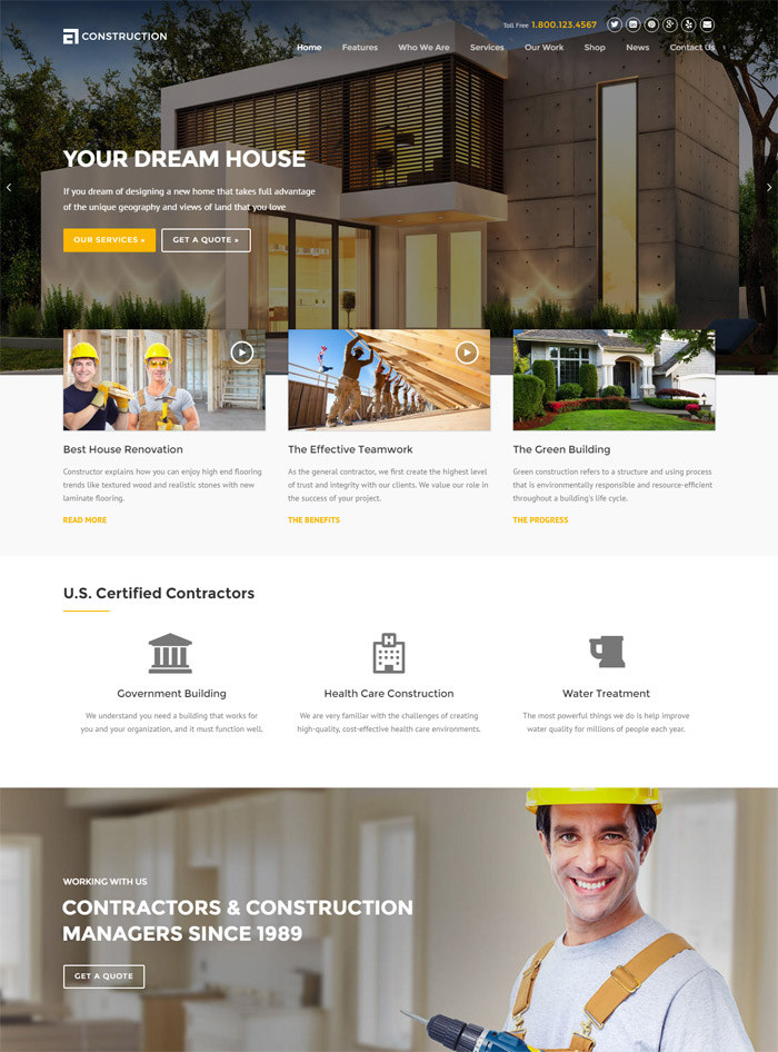 10 + Popular Premium Construction WordPress Themes