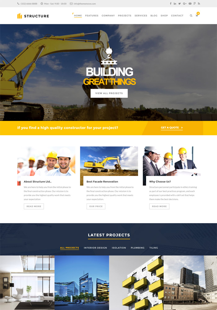 10 + Popular Premium Construction WordPress Themes