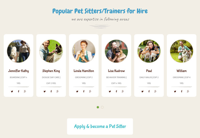 Pet World Sitters Section
