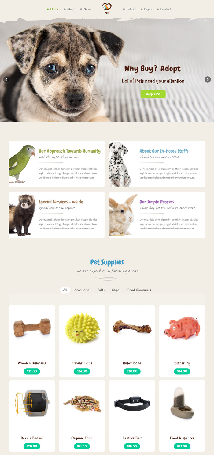 Pet World Shop Page