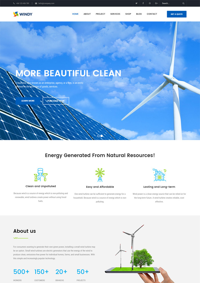 Ri Windy - Renewable Environmental Energy WordPress Theme