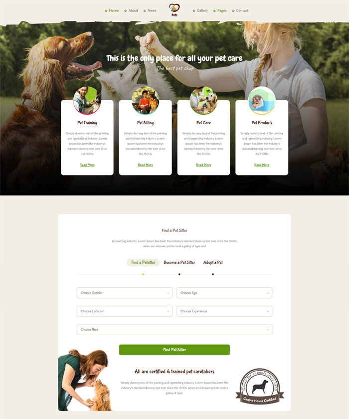 Pet World Sitter Search Form