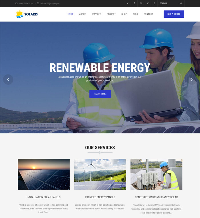 Ri Solaris - Solar Environmental Energy WordPress Theme