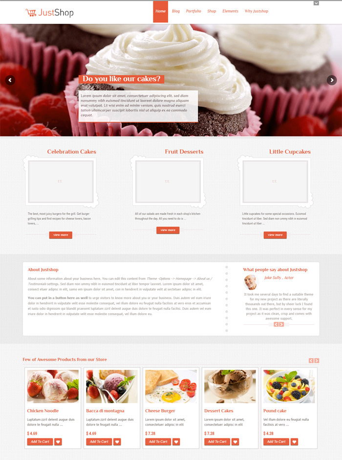 Justshop - Cake WordPress Theme