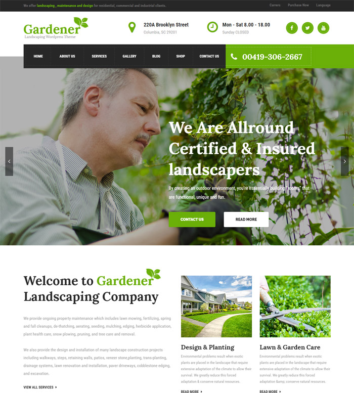 Gardener - Gardening, Lawn and Landscaping WordPress Theme
