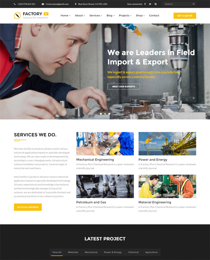 Factory Plus - Industry, Factory, Engineering and Construction Business WordPress Theme