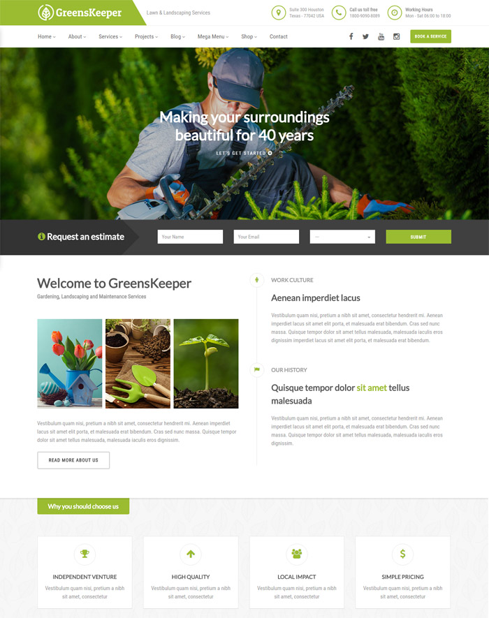 GreensKeeper - Gardening & Landscaping Responsive WordPress Theme
