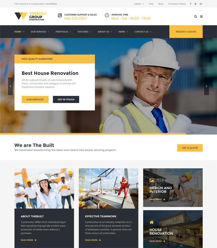 TheBuilt - Construction, Architecture & Building Business WordPress theme
