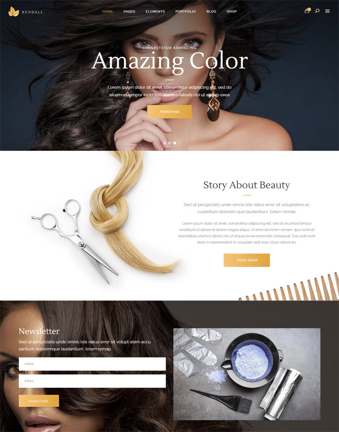 Kendall - A Stylish Theme for Spa, Hair & Beauty Salons 