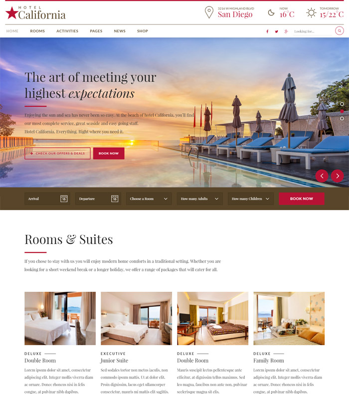 Hotel & Hostel WordPress Theme - Hotel California