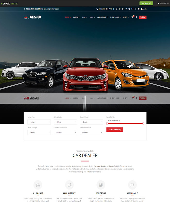 car dealer WordPress theme