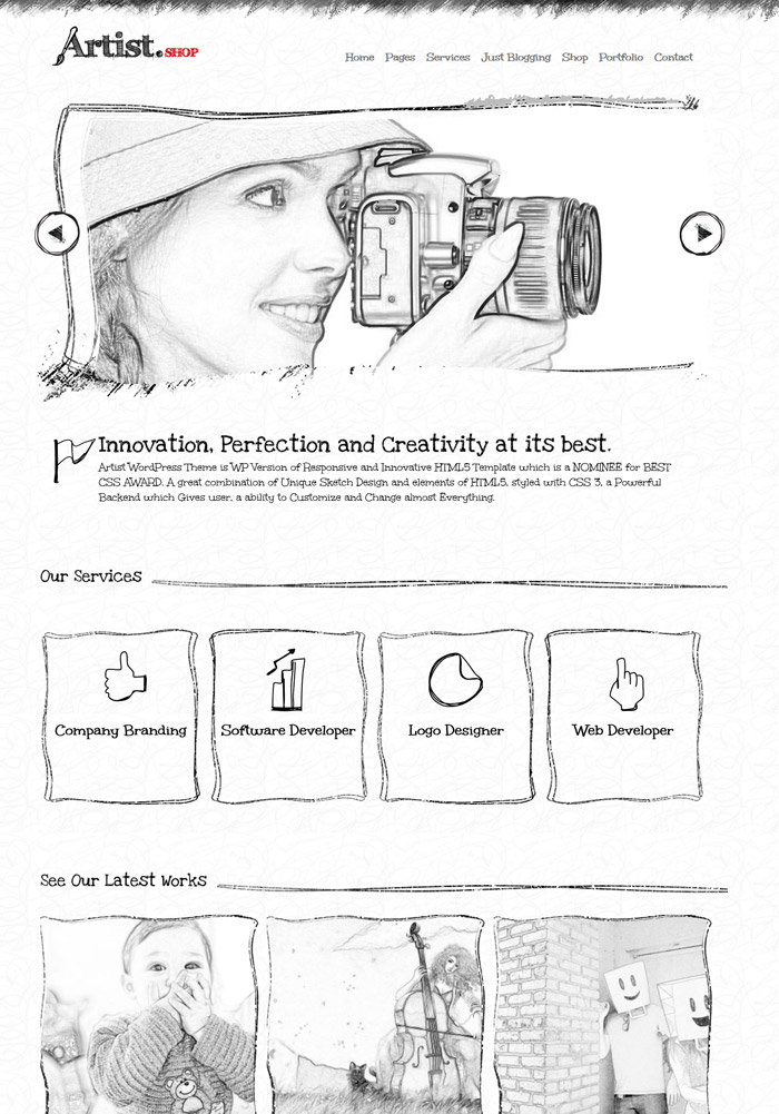 Artist WordPress Theme - Painter Exhibition Sketch Handcraft Writer Art Pencil Design ShowCase 