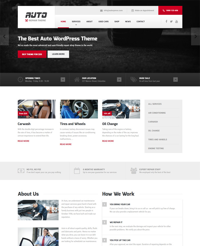 auto mechanic wordpress theme