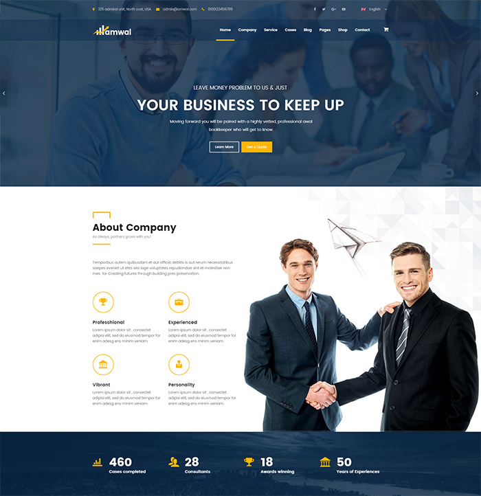 Amwal | Consulting, Business, Finance, Accounting WordPress Theme