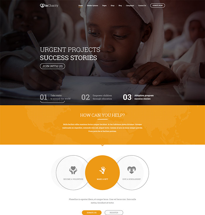 Charity WordPress Theme - InCharity theme for Charity, Fundraising, Non-profit organization