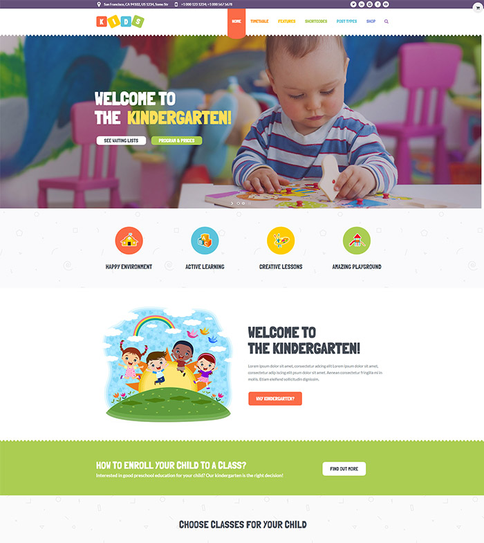 Kids - Day Care & Kindergarten WordPress Theme for Children