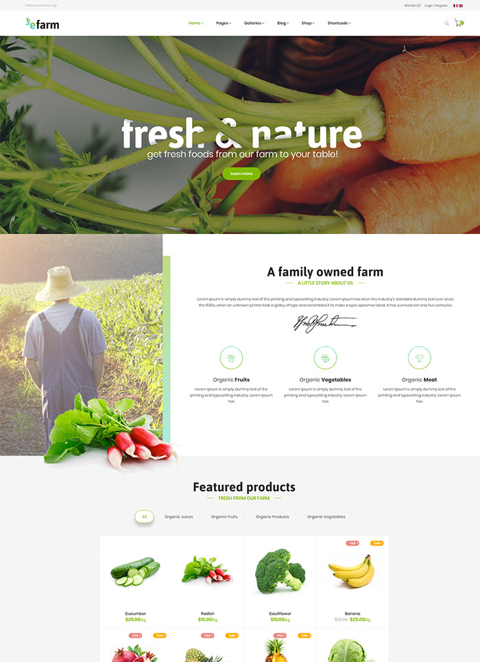 eFarm - A Multipurpose Food theme & Farm WordPress Theme