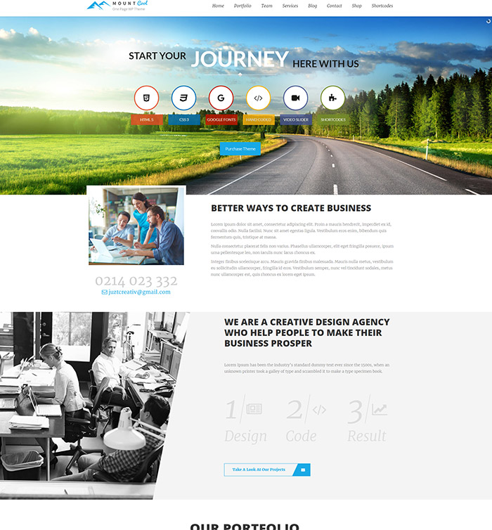Mount Cool - One Page Portfolio & One Page Agency event management themes