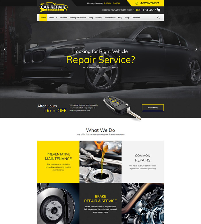 Car Repair Services & Auto Mechanic WordPress Theme