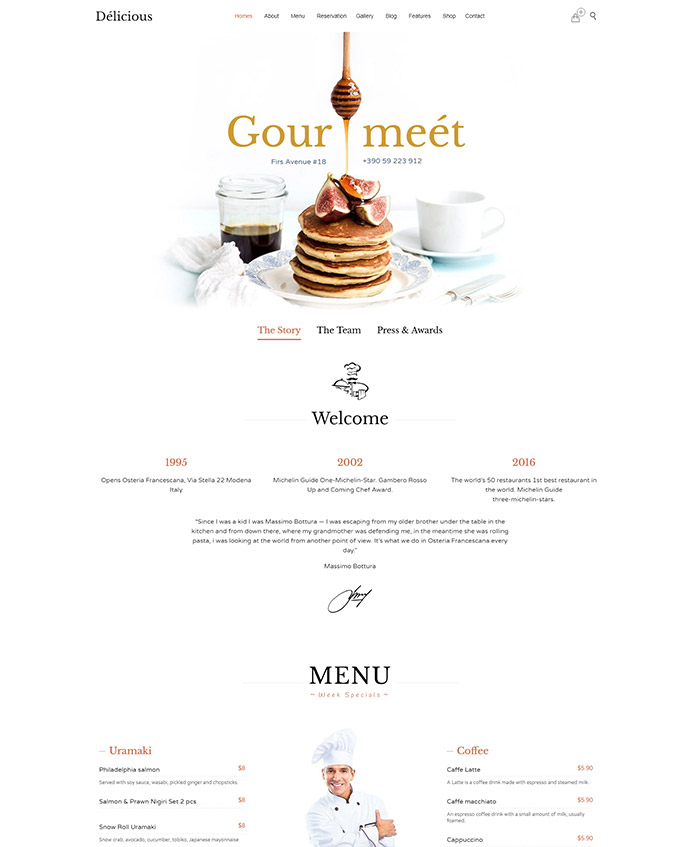 Restaurant Cafe - Theme for Restaurants and Cafes