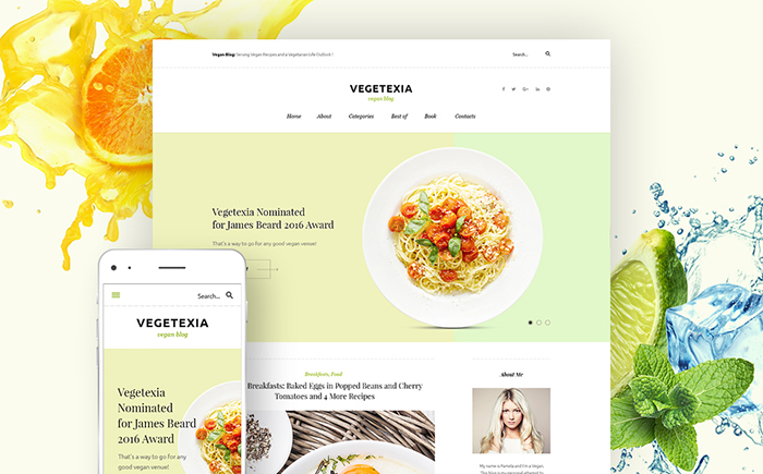 Minimalist Vegetarian Food Blog WordPress Template