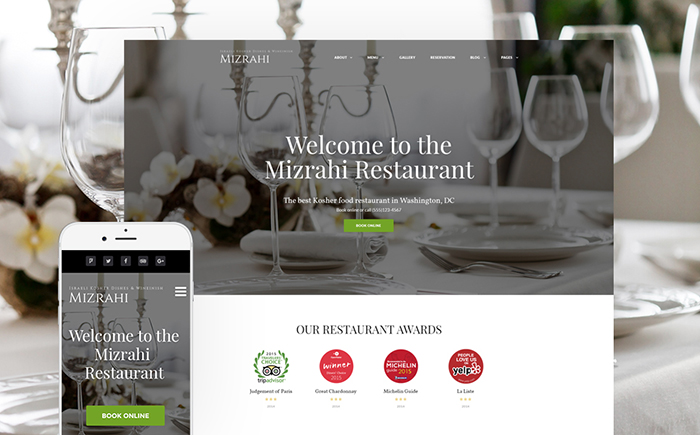 Elegant First-Class Restaurant WordPress Template