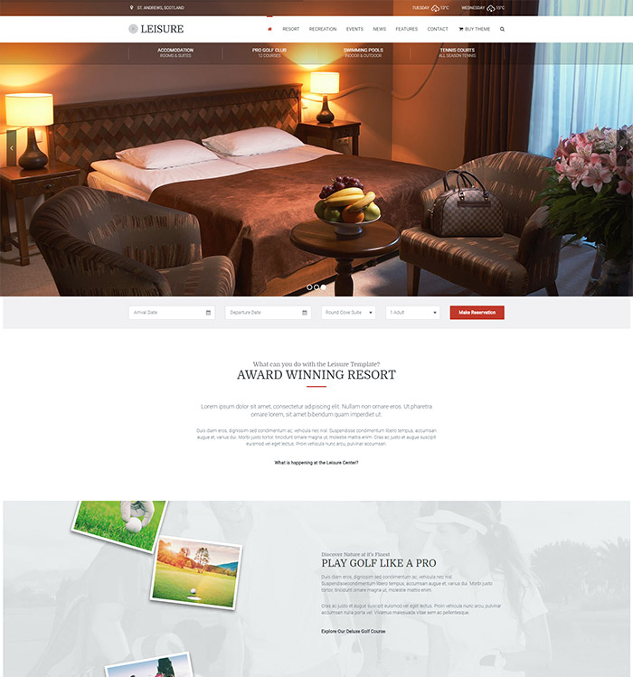 Hotel WordPress Theme | Hotel Leisure