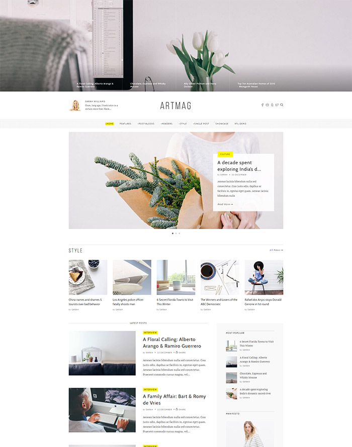 Artmag - Clean WordPress Blog and Magazine Theme