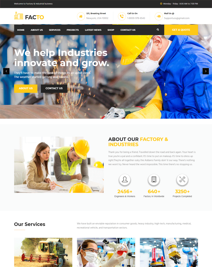 Facto - Industrial Business WordPress industrial themes