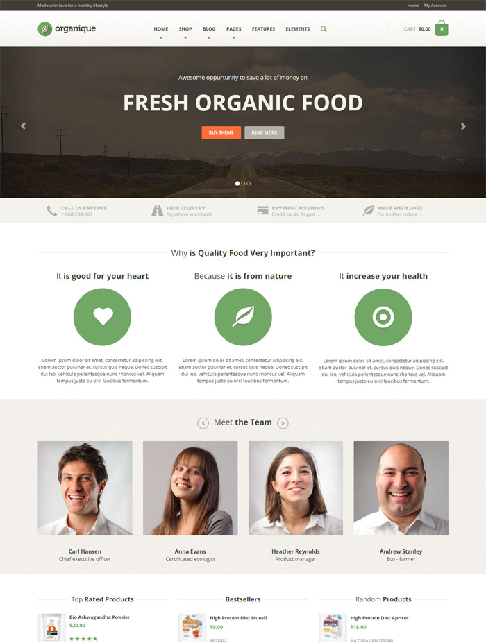 Organique - WordPress Theme For Healthy Food Shop