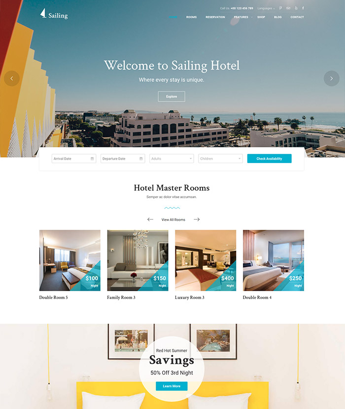 Hotel WordPress Theme | Sailing