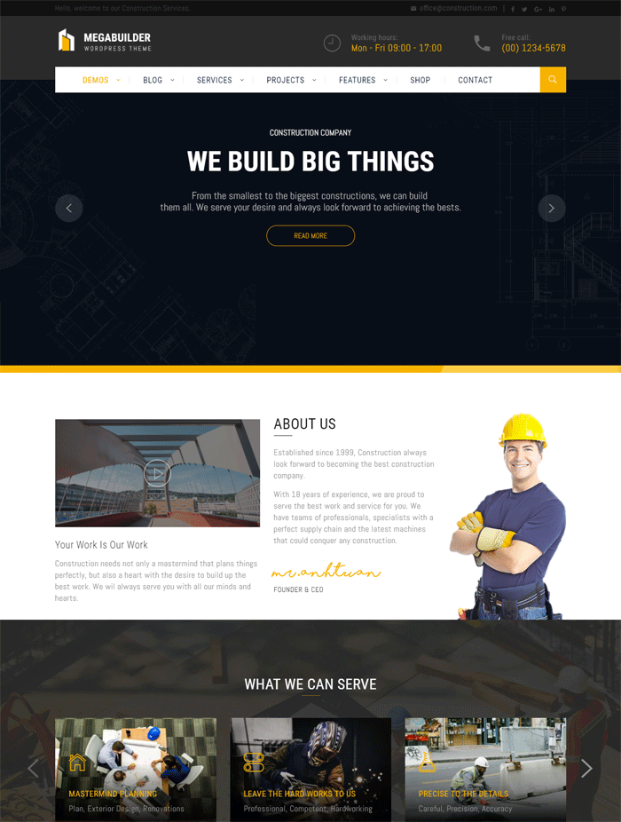 Construction WordPress Theme for Industrial & Architecture | MegaBuilder