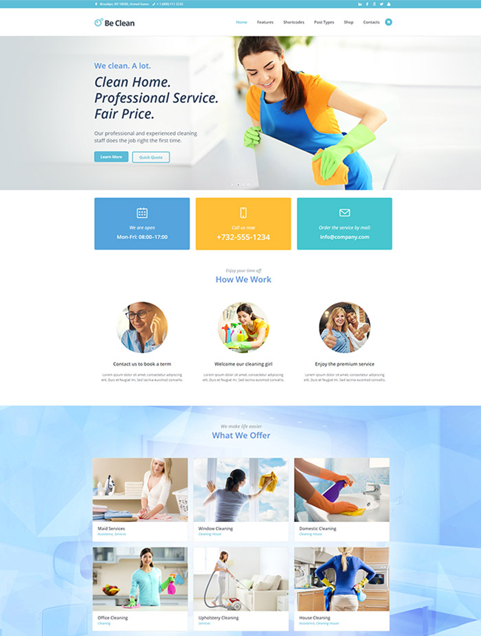  Be Clean - Cleaning Company, Maid Service & Laundry WordPress Theme
