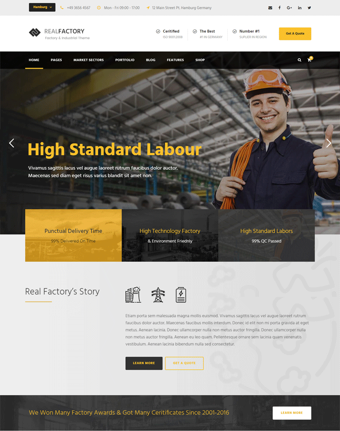 Real Factory - Factory / Industrial / Construction WordPress Theme