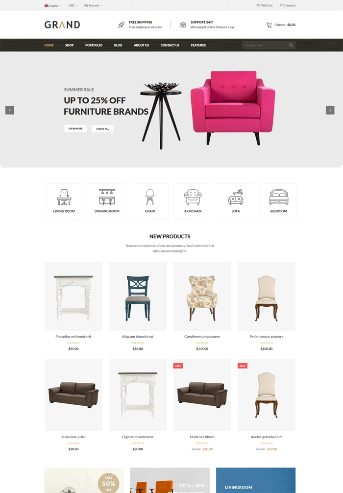 Grand - Responsive Furniture WooCommerce WordPress Theme 