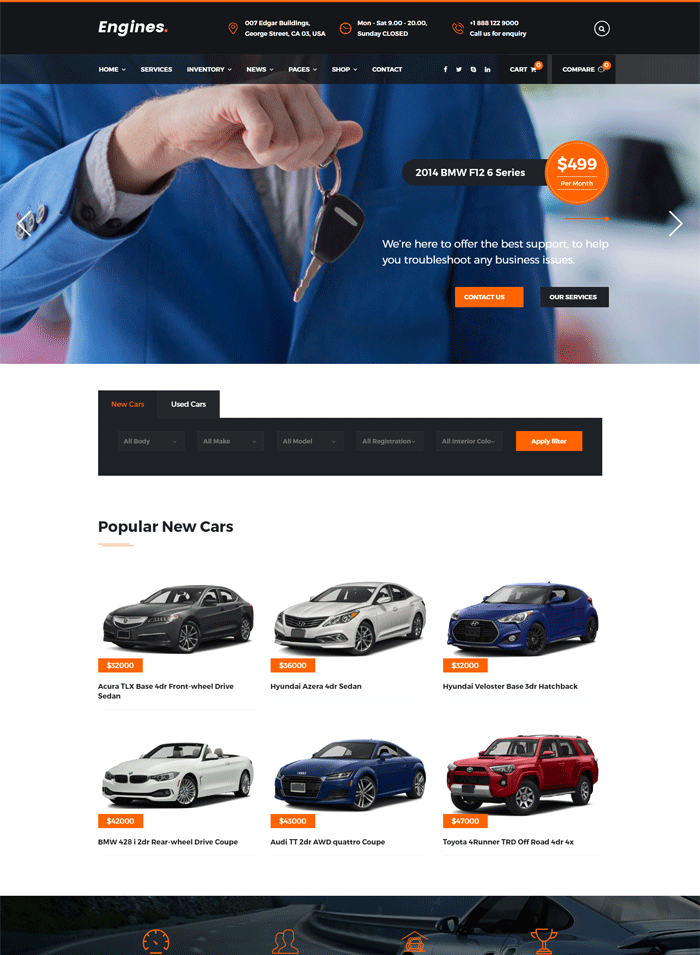 Engines ­- Automotive, Car Dealer, Vehicle, Dealership, Classifieds WordPress Theme