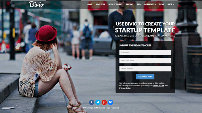 Bivio - Bootstrap 3 App Landing Page WordPress