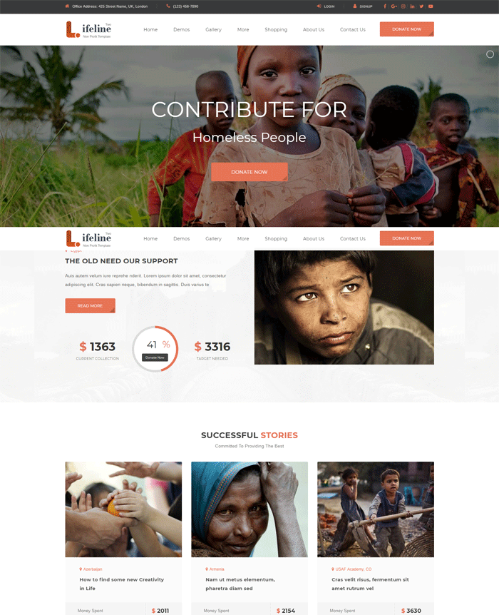 Lifeline 2 - An Ultimate Nonprofit WordPress Theme for Charity, Fundraising and NGO Organizations