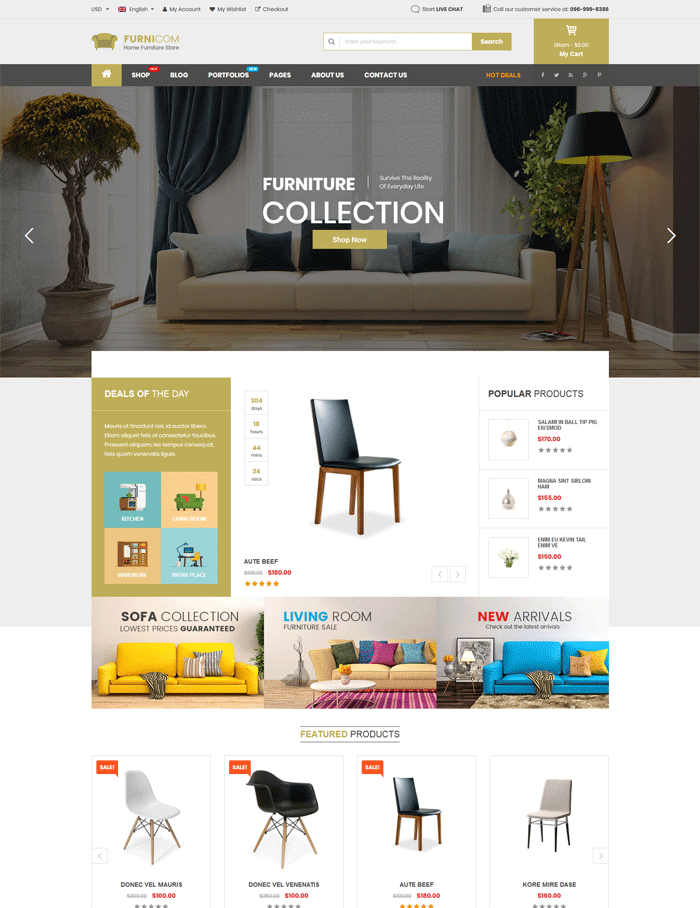 Furnicom - Fastest Furniture Store WooCommerce WordPress Theme (Mobile Layouts Included) 