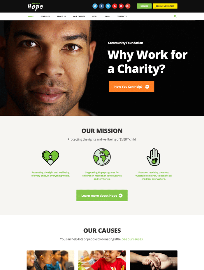 fundraising theme Charity Hope - Non-Profit & Fundraising WordPress Charity Theme