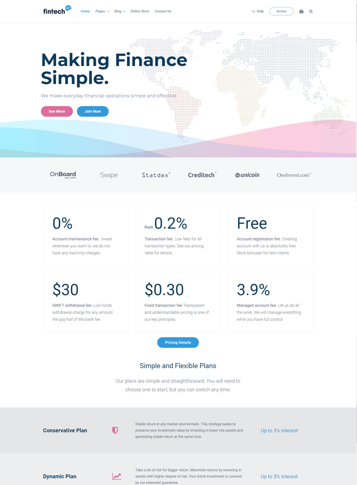 Fintech WP - Financial Technology and Services WordPress Theme